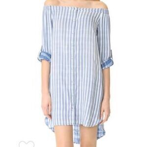 Bella‎ Dahl Off Shoulder Blue Striped Dress Sz S